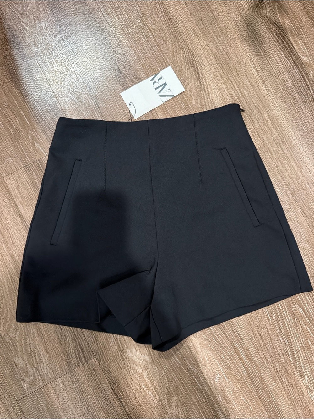 Zara Black High-Waist Tailored Women's Shorts